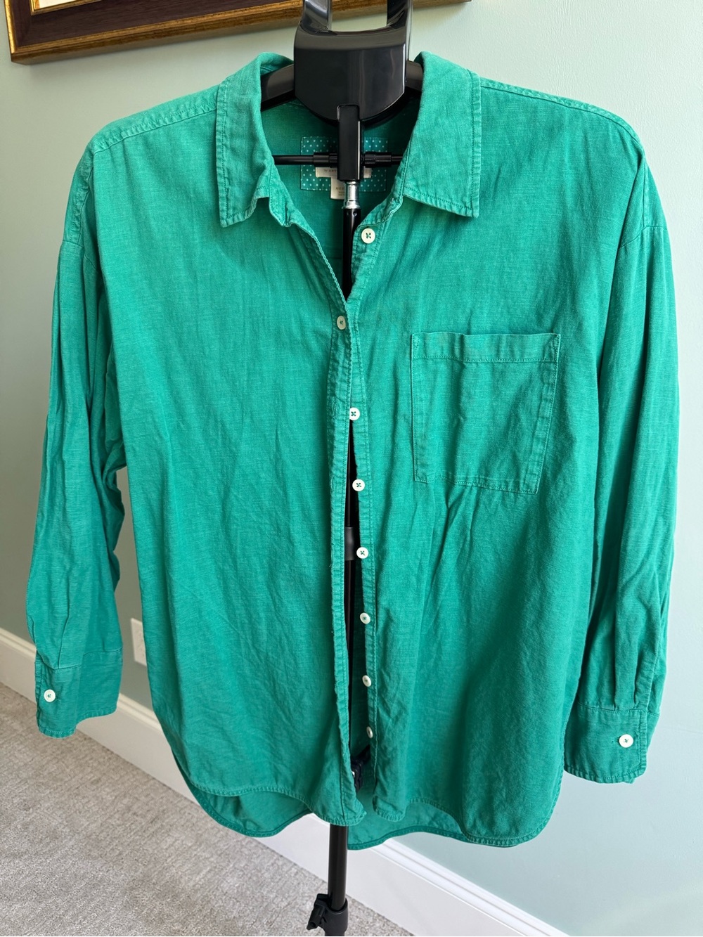 Maeve Anthropologie The Bennet Buttondown Linen Edition Green Size Medium